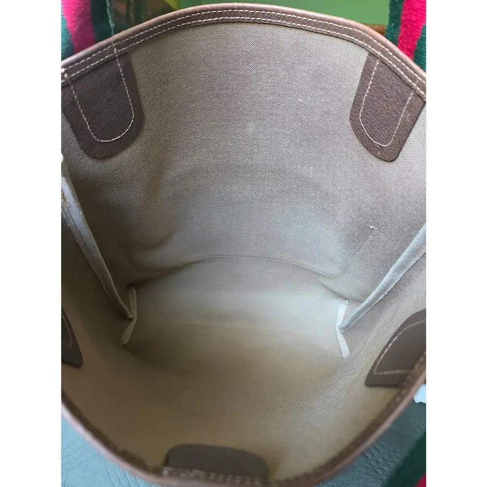 Vintage Gucci Sherry Line GG Brown/Beige PVC and Leather Tote/Shoulder Bag - Picture 9 of 16